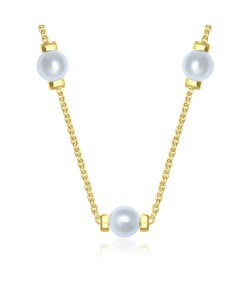 Gold Plated Necklace Silver Sweet Pearl SPE-99-GP